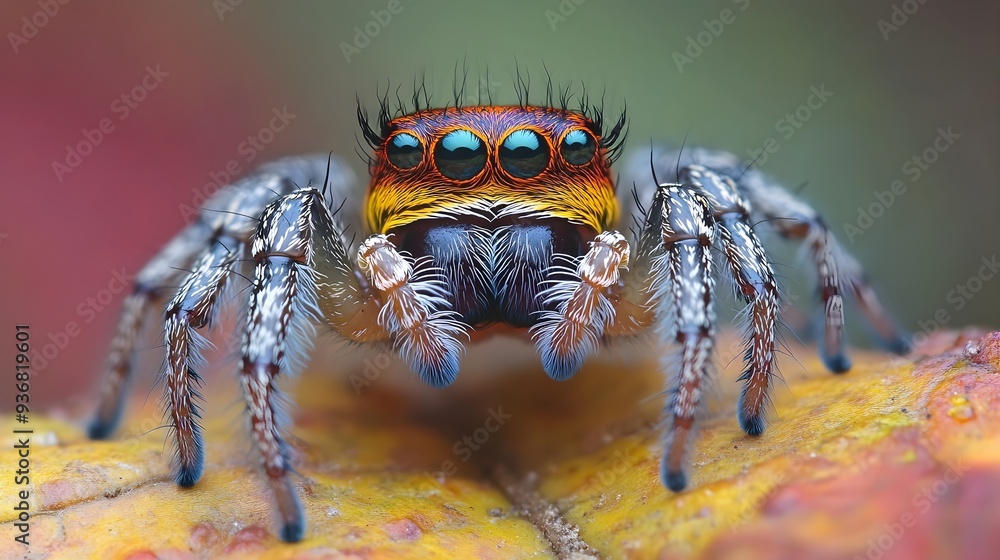 A spider with multiple eyes and fangs A spider with multiple eyes and fangs