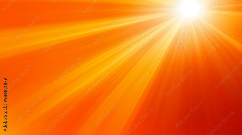 Obraz premium A vibrant orange gradient background with rays of sun, creating an atmosphere of warmth and joy.