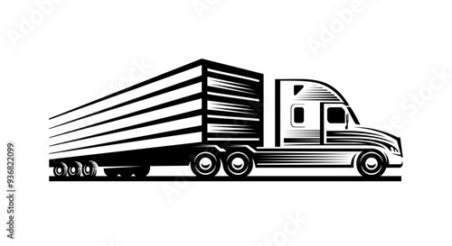 Large trailer truck in vintage style. - vector silhouette 