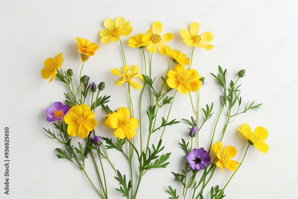 Spring-themed background featuring vibrant flowers on a calming blue backdrop.. Beautiful simple AI generated image Spring-themed background featuring vibrant flowers on a calming blue backdrop.. Beautiful simple AI generated image