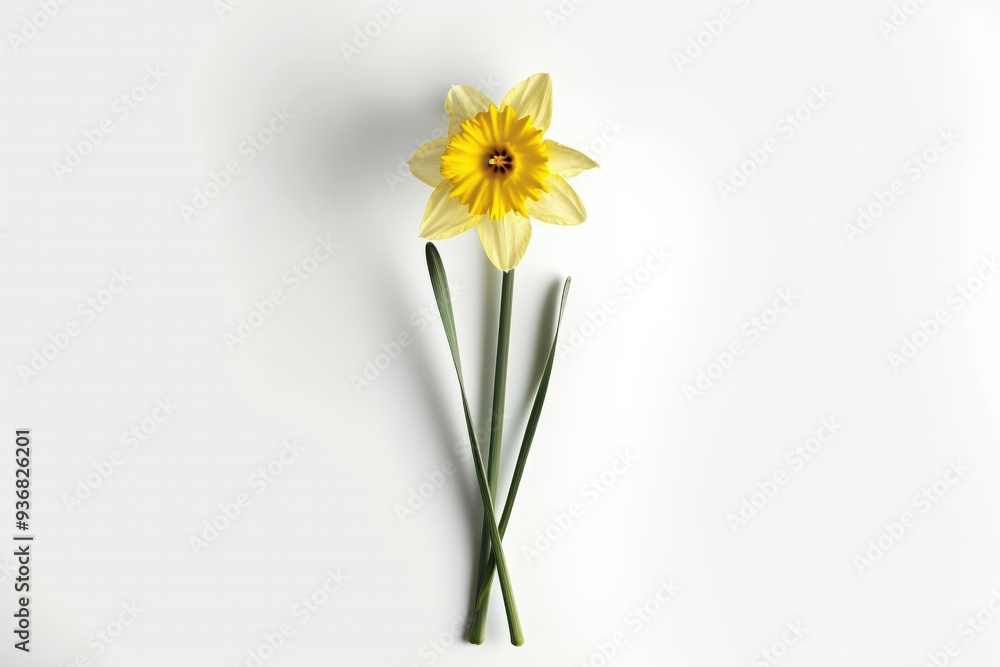 Three stems and flowers of the small-cup daffodil cultivar Pink Rim against a white background. Beautiful simple AI generated image Three stems and flowers of the small-cup daffodil cultivar Pink Rim against a white background. Beautiful simple AI generated image