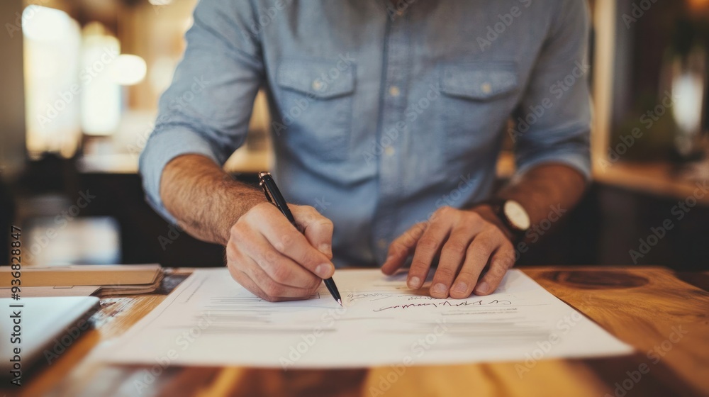 business mentor providing feedback on a business plan, with handwritten notes and corrections on a printed document business mentor providing feedback on a business plan, with handwritten notes and corrections on a printed document