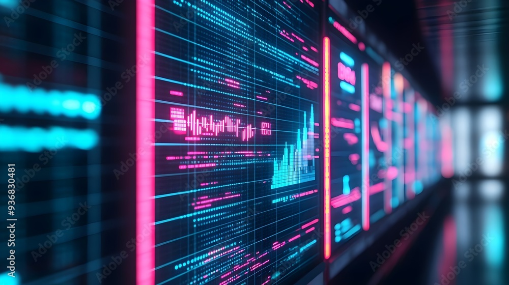Abstract Digital Data - Neon Blue & Pink Abstract Digital Data - Neon Blue & Pink