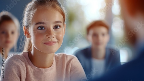 A girl is smiling at the camera