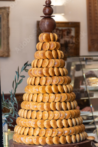 Almond macarons sweet pastries or cookies from Basque Country, France photo