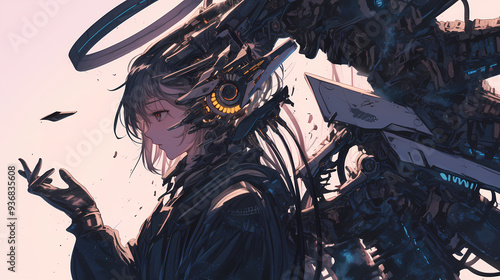 Futuristic Anime Mech Robot Character in Tech Inspired Manga Wallpaper