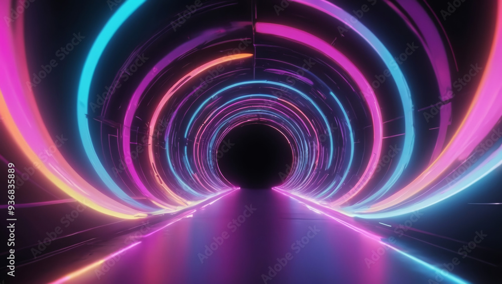 Bright light tunnel, abstract neon background. Abstraction with rays and lights Bright light tunnel, abstract neon background. Abstraction with rays and lights