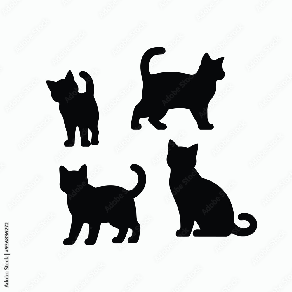 British Shorthair silhouette vector template cat illustration British Shorthair silhouette vector template cat illustration