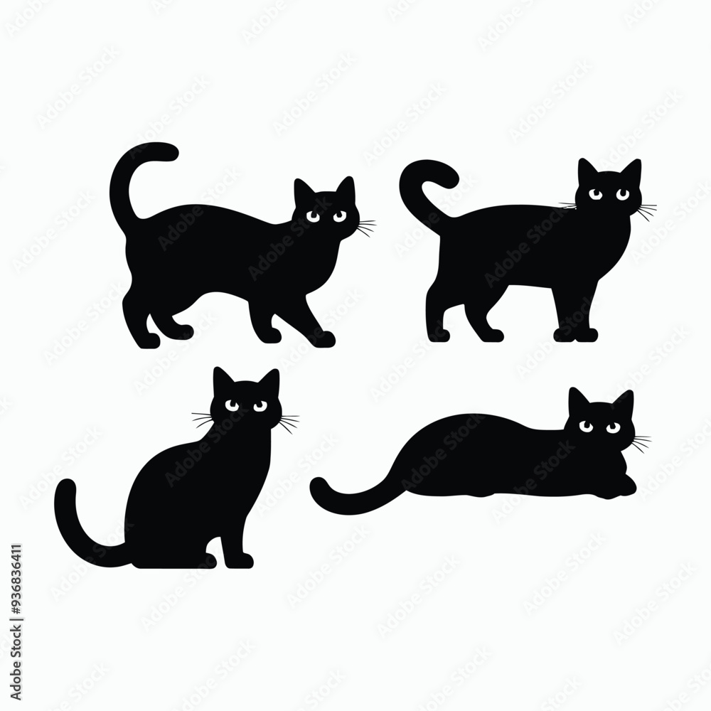 British Shorthair silhouette vector template cat illustration British Shorthair silhouette vector template cat illustration