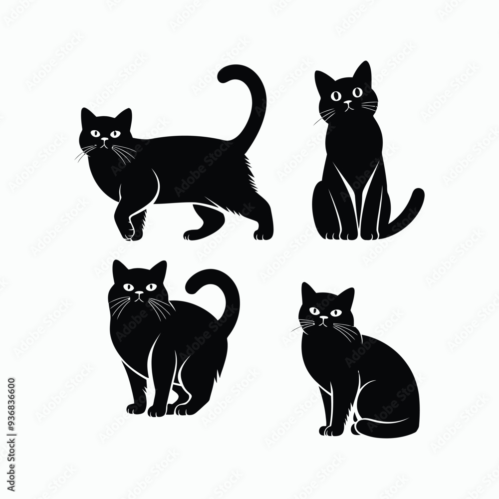 British Shorthair silhouette vector template cat illustration British Shorthair silhouette vector template cat illustration