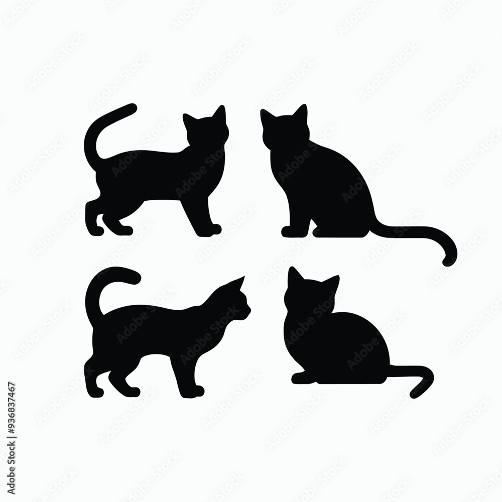 British Shorthair silhouette vector template cat illustration British Shorthair silhouette vector template cat illustration