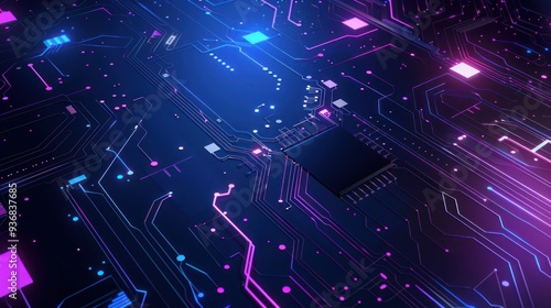 Abstract Neon Circuit Board