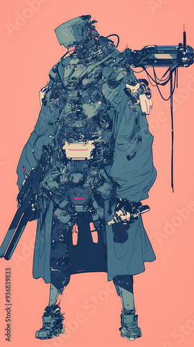 Futuristic Anime Mech Robot Character in Tech Inspired Manga Wallpaper