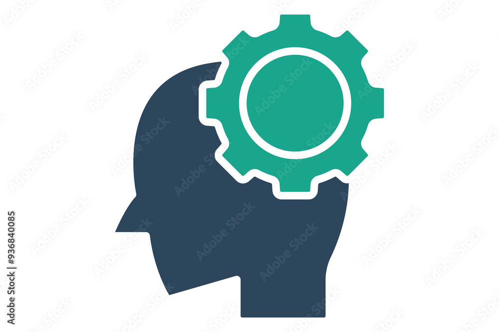 Capability icon. solid icon style. head with gear. icon related to efficiency. productivity elements vector illustration Capability icon. solid icon style. head with gear. icon related to efficiency. productivity elements vector illustration