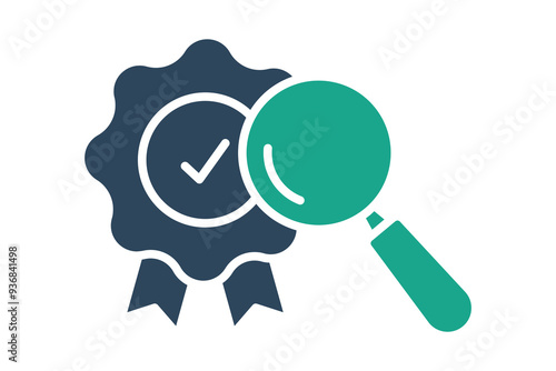 Quality control icon. solid icon style. charter with magnifying glass. icon related to efficiency. productivity elements vector illustration