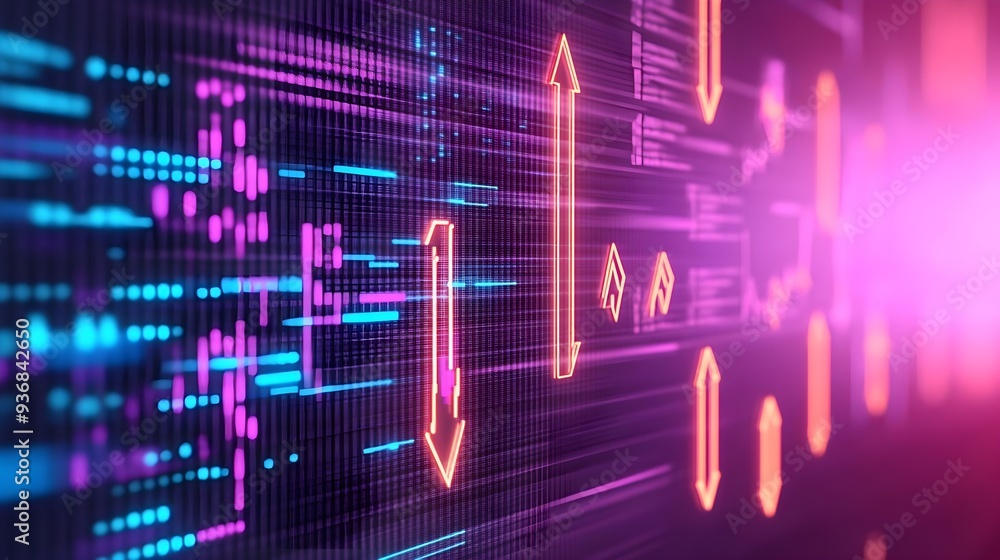 Neon Arrows Digital Technology Abstract Background Neon Arrows Digital Technology Abstract Background