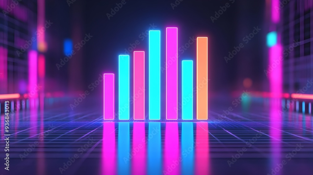Neon Bar Chart Abstract Background Neon Bar Chart Abstract Background