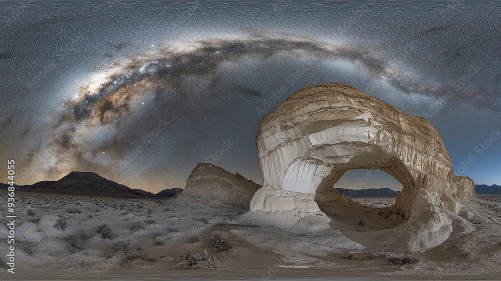 Milky Way Over Desert Arch: A breathtaking panorama of the Milky Way