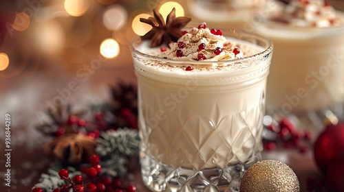 Eggnog with Whipped Cream and Star Anise - Festive Christmas Drink