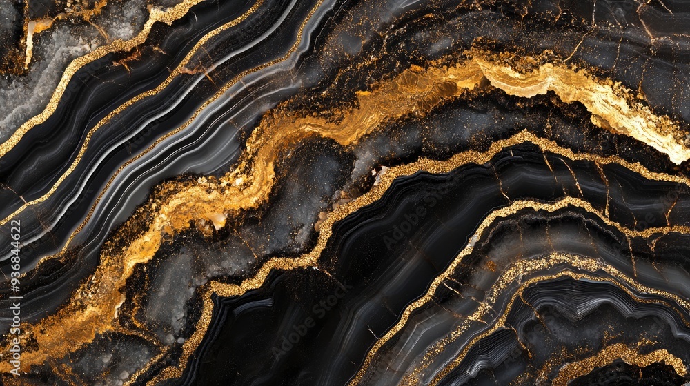 Luxurious black agate marble texture with golden veins, polished marble quartz stone background striped by nature with a unique patterning, it can be used for interior-exterior home décor, ai Luxurious black agate marble texture with golden veins, polished marble quartz stone background striped by nature with a unique patterning, it can be used for interior-exterior home décor, ai