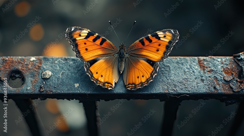 Butterfly isolated on metal background Butterfly isolated on metal background