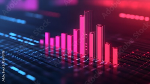 Wallpaper Mural Neon Pink Upward Trend Bar Chart Growth Data Analytics Torontodigital.ca