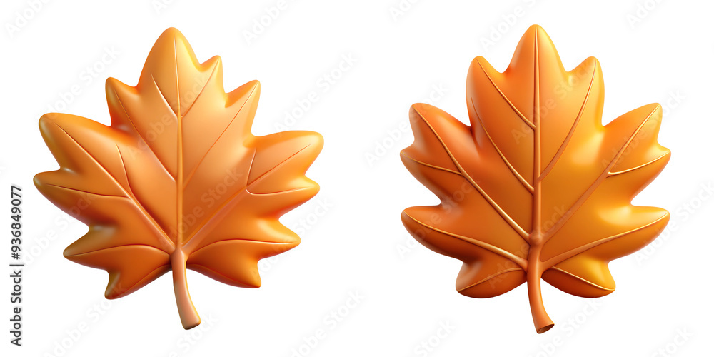 3D Autumn leaf isolated on transparent background PNG file 3D Autumn leaf isolated on transparent background PNG file