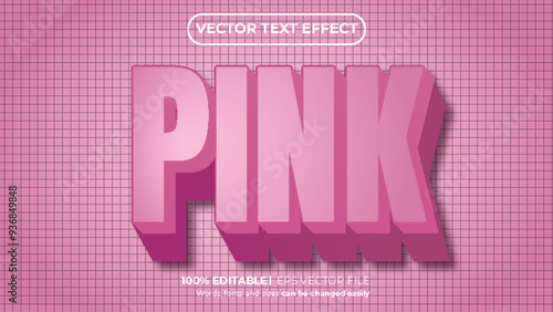 Pink editable text effect template with 3d style use for logo and business brand