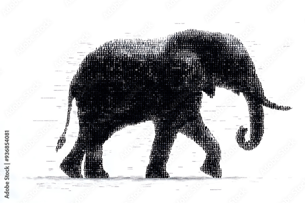 panda silhouette, rendered in a binary code pattern with a white background, blending nature with technology.
panda silhouette, rendered in a binary code pattern with a white background, blending nature with technology.