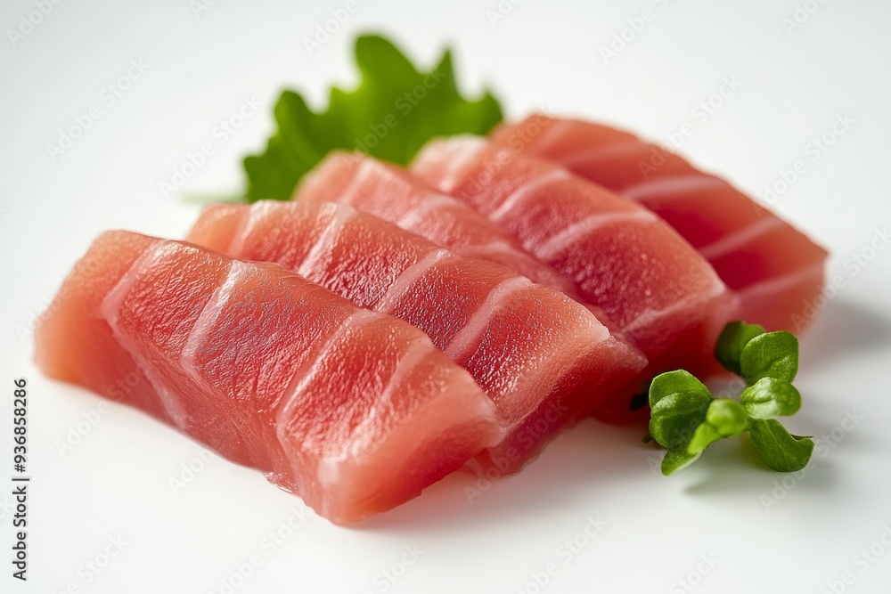 Sashimi , Thinly sliced raw fish or seafood, served without rice but often accompanied by soy sauce, wasabi, and pickled ginger. Isolated on White Background Sashimi , Thinly sliced raw fish or seafood, served without rice but often accompanied by soy sauce, wasabi, and pickled ginger. Isolated on White Background