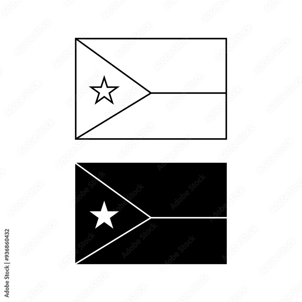 black white Djibouti flag icon set black white Djibouti flag icon set