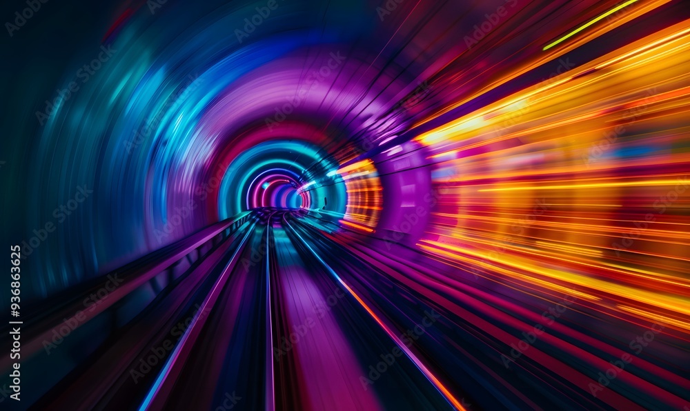 Colorful light exposure in a tunnel. Colorful light exposure in a tunnel.