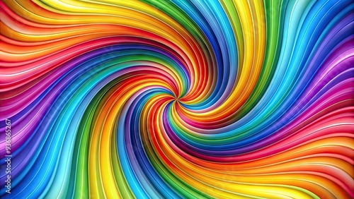 Vibrant rainbow stripes swirl together in a mesmerizing pattern, creating a kaleidoscope of colors that evoke feelings of joy, hope, and whimsy against a crisp white background.