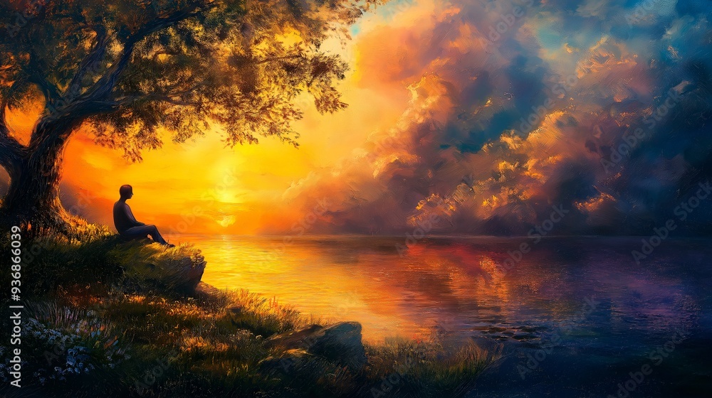 beautiful landscape with a river and a lake beautiful landscape with a river and a lake