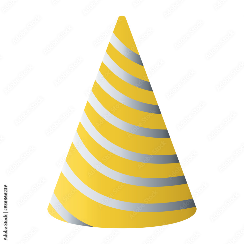 Gold Birthday Hat Icon. Party Hat. Vector Illustration in Simple Cartoon Design. Isolated on White Background Gold Birthday Hat Icon. Party Hat. Vector Illustration in Simple Cartoon Design. Isolated on White Background
