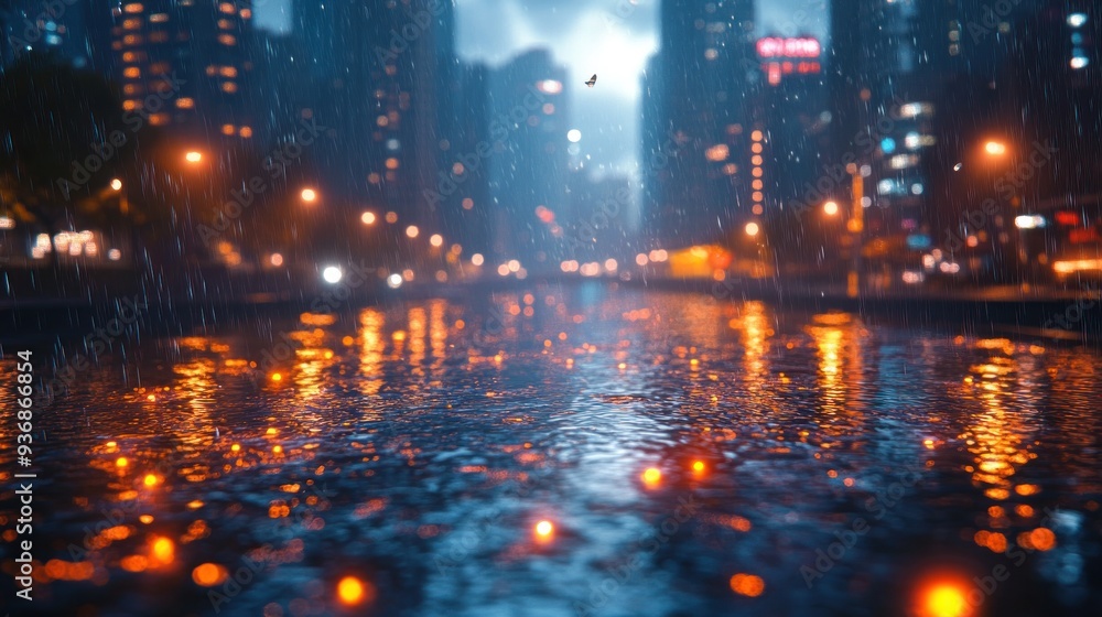 Rainy Night Cityscape Rainy Night Cityscape