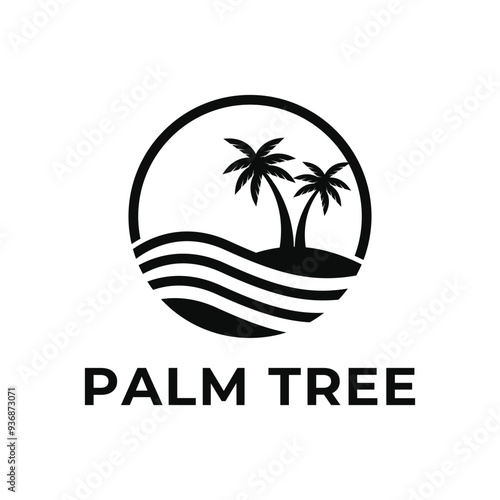 palm tree tropical island logo design concept idea