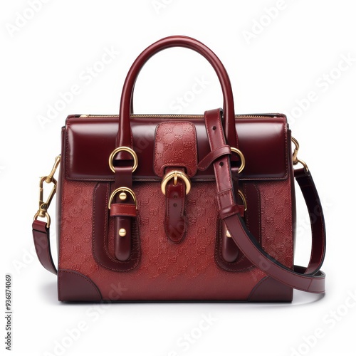 Elegant Burgundy Leather Handbag with Gold Accents for Fashion and Style