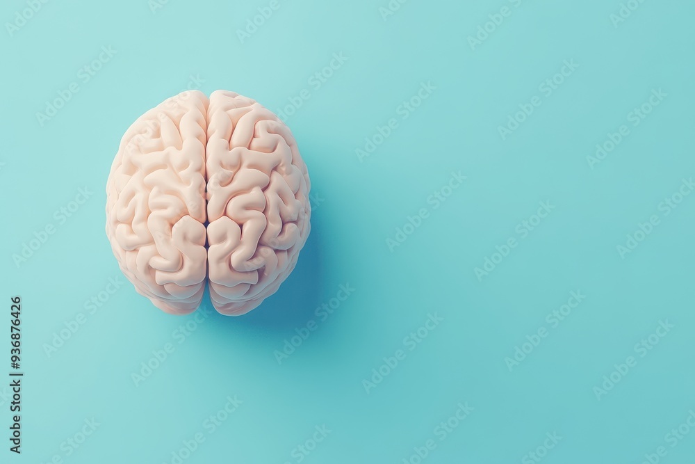 Human brain illustration set against a calming blue background, symbolizing mental health Human brain illustration set against a calming blue background, symbolizing mental health