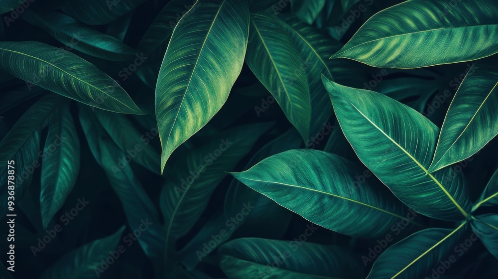 closeup nature view of green leaf in garden, dark wallpaper concept, nature background, tropical leaf , ai closeup nature view of green leaf in garden, dark wallpaper concept, nature background, tropical leaf , ai