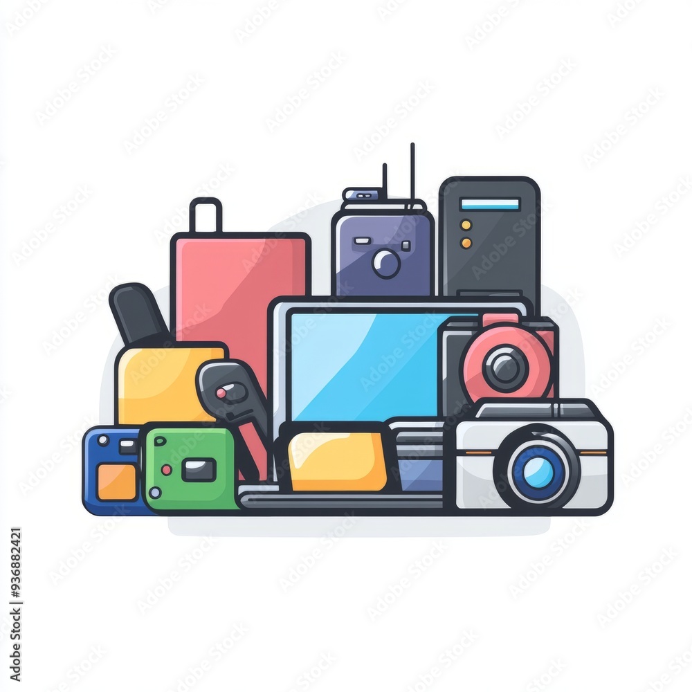 Fototapeta premium Tech Accessories Icon: Simple Vector Illustration for Website