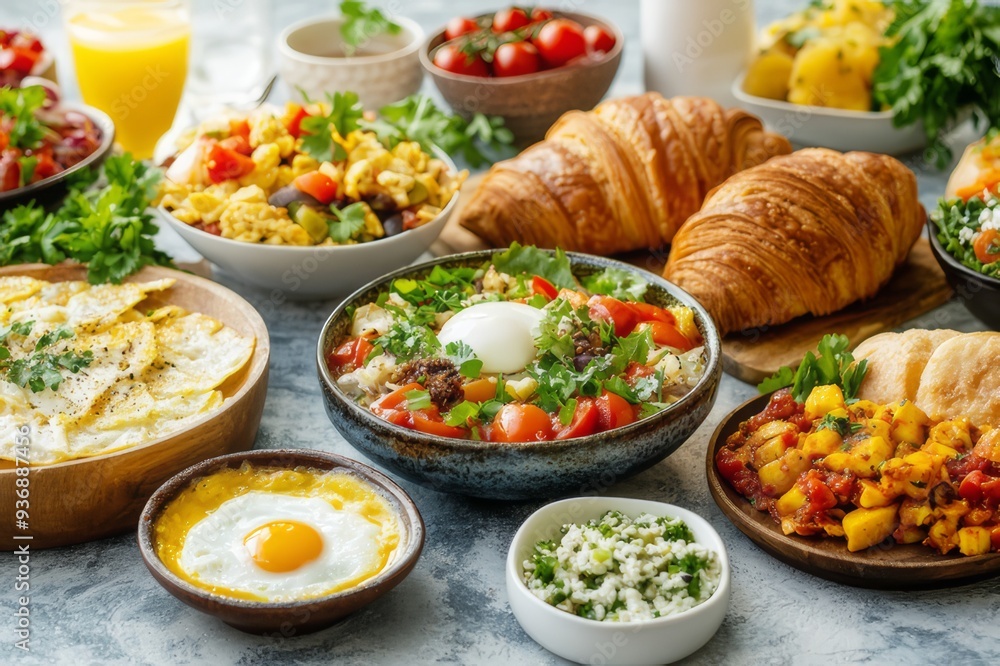diverse breakfast table. diverse breakfast table.