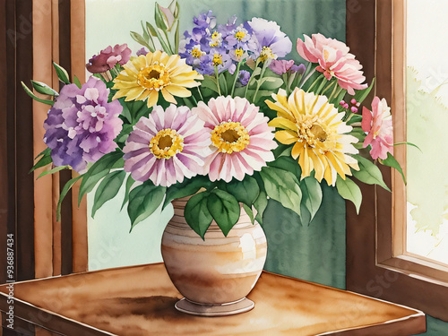 玄関に置かれている花を生けた花瓶