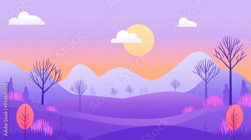 A vibrant purpletoned abstract background, perfect for modern designs and creative projects with flat illustrations and textures.