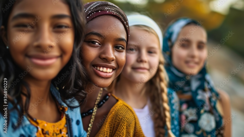 Diverse group of children with happy emotions. Neural network ai generated art Diverse group of children with happy emotions. Neural network ai generated art