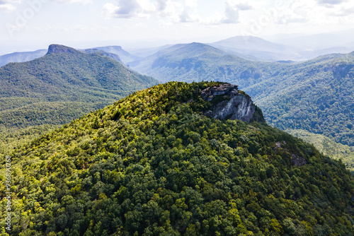 Aerial View of Hawksbill and Table Rock in Linville Gorge 