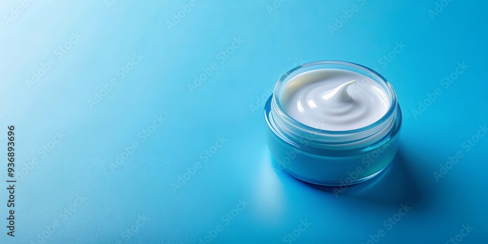 Minimalist abstract blue background with moisturizer concept, moisturizer, skincare, lotion, hydration, beauty Minimalist abstract blue background with moisturizer concept, moisturizer, skincare, lotion, hydration, beauty