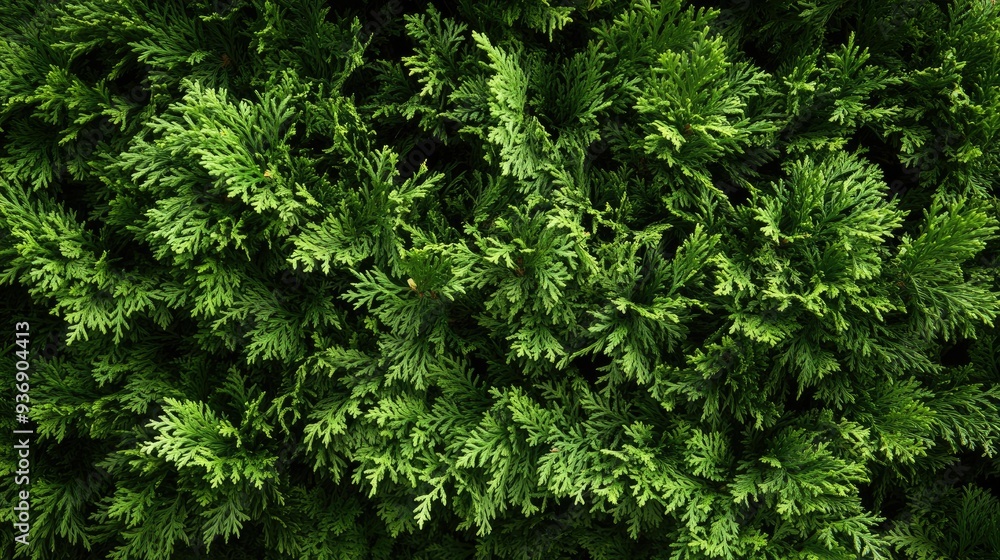 Close-up of thuja tree hedge, with dense green foliage creating a natural and lush barrier. Perfect for nature and garden photography. Close-up of thuja tree hedge, with dense green foliage creating a natural and lush barrier. Perfect for nature and garden photography.
