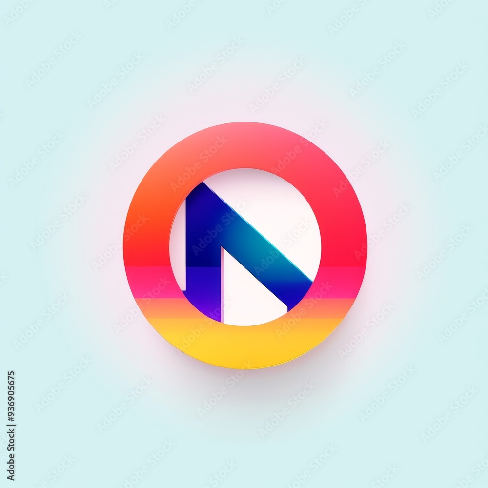 Colorful Gradient Play Button Illustration on Light Blue Background