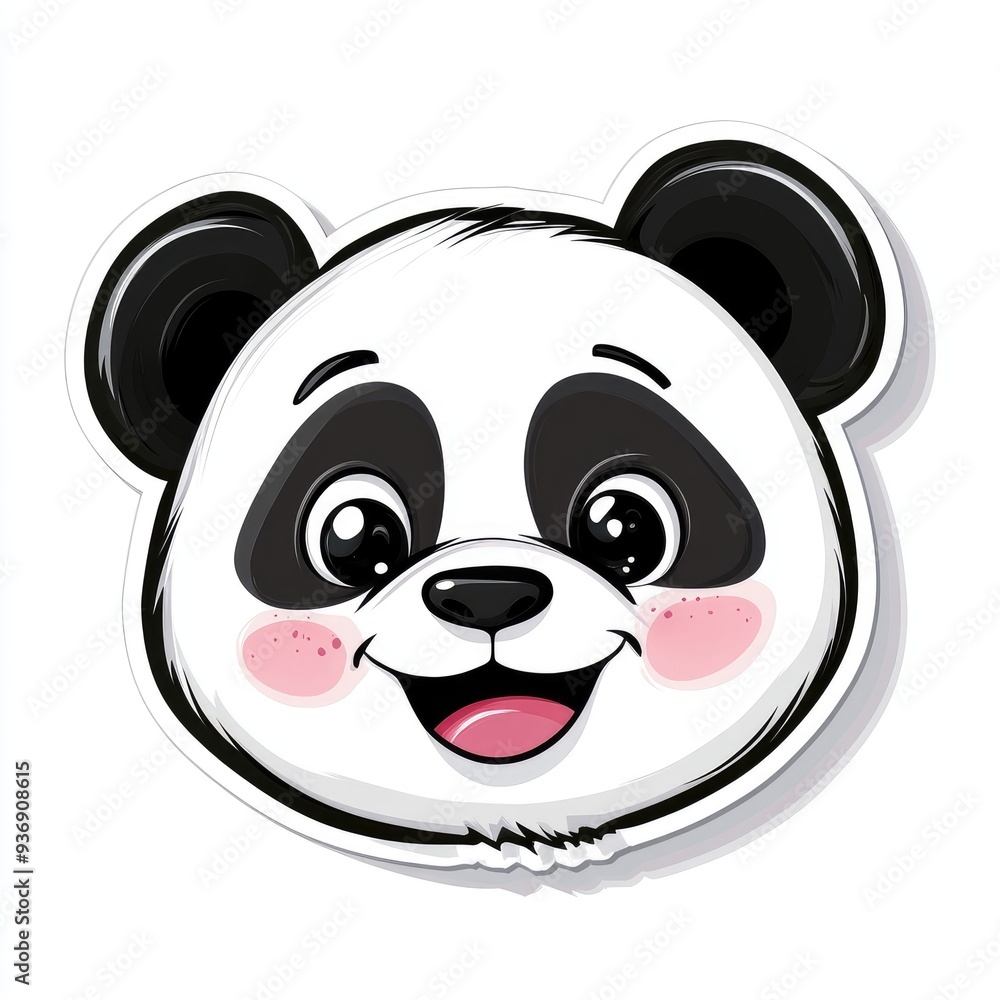 Cute laughing panda sticker illustration on a white background perfect for decoration or personalizing items with playful charm Cute laughing panda sticker illustration on a white background perfect for decoration or personalizing items with playful charm